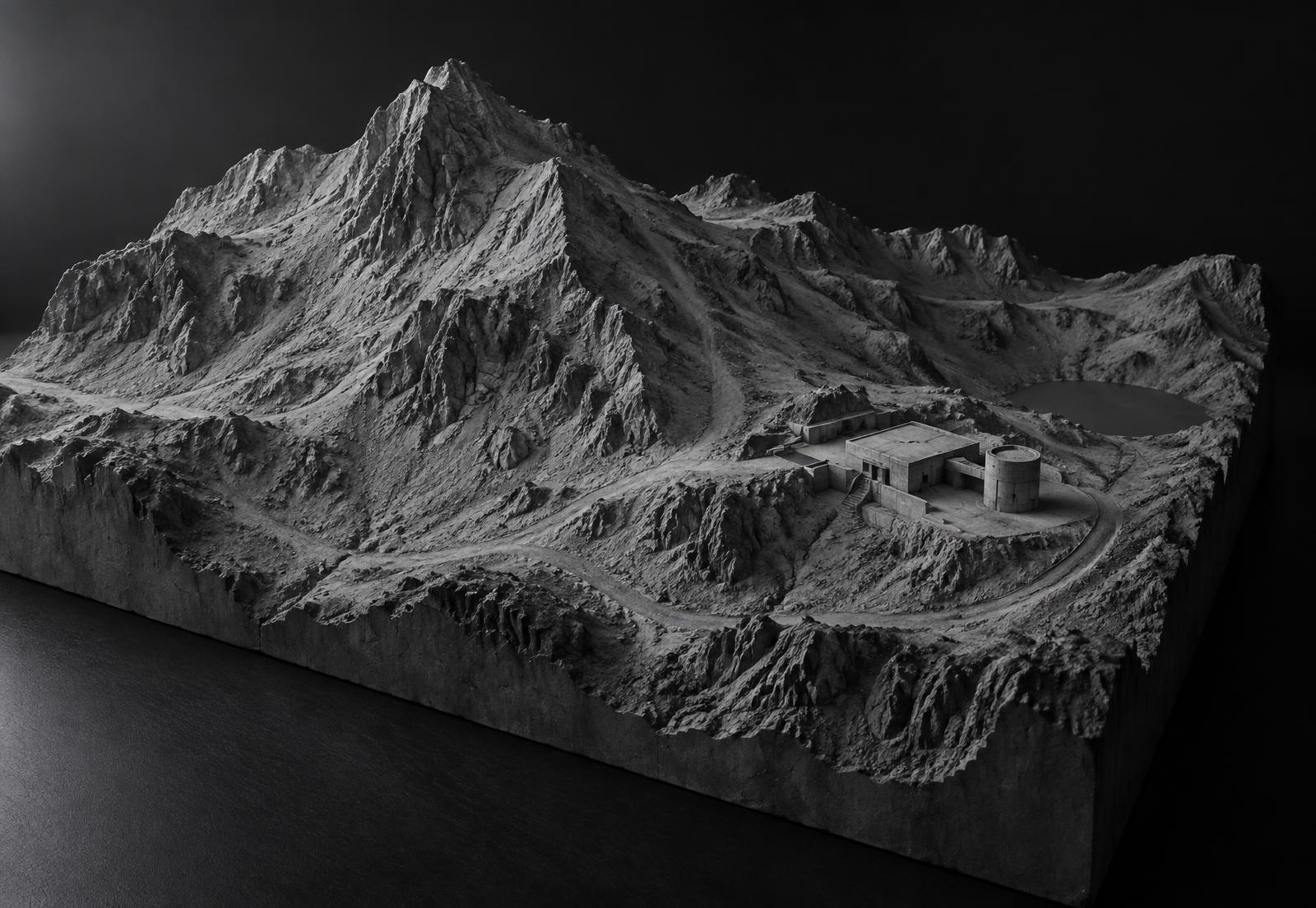 Illustrative three-dimensional reconstruction of mountainous terrain